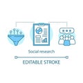 Social research concept icon. Social poll, survey idea thin line illustration. Population quantitative analysis