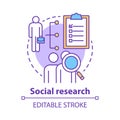 Social research concept icon. Sociology idea thin line illustration. Sociological quantitative analysis. Social poll Royalty Free Stock Photo