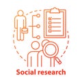 Social research concept icon. Sociology idea thin line illustration. Sociological quantitative analysis. Social poll