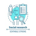 Social research concept icon. Sociology idea thin line illustration. Sociological quantitative analysis. Social poll