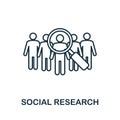 Social Research icon. Line style element from community management collection. Thin Social Research icon for templates, Royalty Free Stock Photo