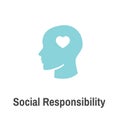 Social Responsibility Solid Icon Set w Honesty, integrity, & col