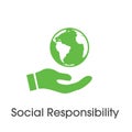 Social Responsibility Solid Icon w Hand and globe or world, etc