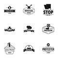 Social riot logo set, simple style Royalty Free Stock Photo