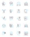 Social science linear icons set. Anthropology, Sociology, Psychology, Economics, Political science, History, Geography