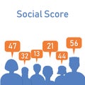 Social score silhouettes with numbers