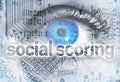 Social scoring concept background with eye