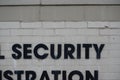 Social Security Administration sign on white brick Royalty Free Stock Photo