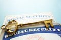 Social Security cards and key Royalty Free Stock Photo