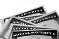 Social Security Cards in a Row Pile for Retirement Royalty Free Stock Photo