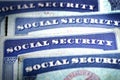 Social Security Cards Symbolizing Benefits for Elderly United Stated Royalty Free Stock Photo