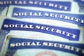 Social Security Cards Symbolizing Benefits for Elderly United Stated Royalty Free Stock Photo