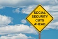 Social Security Cuts Ahead Caution Sign