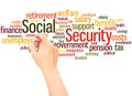 Social Security word cloud hand writing concept Royalty Free Stock Photo