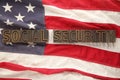 Social security words on USA flag