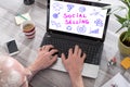 Social selling concept on a laptop screen