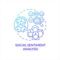 Social sentiment analysis blue gradient concept icon