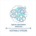 Social sentiment analysis turquoise concept icon