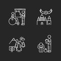 Social service chalk white icons set on black background Royalty Free Stock Photo