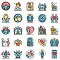 Social service icons set vector flat