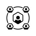 Black solid icon for Social service, worker and network
