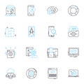 Social sharing linear icons set. Viral, Likes, Shares, Followers, Nerking, Tweets, Pins line vector and concept signs