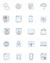 Social sharing linear icons set. Viral, Likes, Shares, Followers, Nerking, Tweets, Pins line vector and concept signs