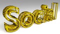 Social sign in gold and glossy letters Royalty Free Stock Photo