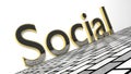 Social sign in gold and glossy letters Royalty Free Stock Photo