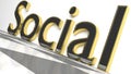 Social sign in gold and glossy letters Royalty Free Stock Photo