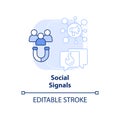 Social signals light blue concept icon