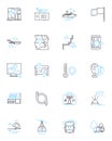 Social signals linear icons set. Shares, Likes, Comments, Retweets, Engagements, Impressions, Mentions line vector and