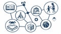 Social skills network, communication skills, social interaction and interpersonal skills vector design Generative AI