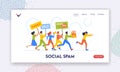 Social Spam Landing Page Template. Aggressive Marketing Campaign Concept. intrusive Sellers Announce Promotions