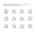 Social status linear icons set