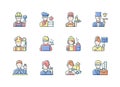 Social status RGB color icons set