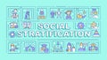 Social stratification blue word concept