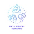 Social support networks blue gradient concept icon