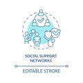 Social support networks turquoise concept icon