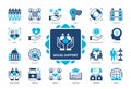 Social Support solid icon set