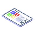 Social tablet icon isometric vector. Virtual media checklist