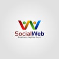 Social Web is a Letter W logo that makes up two people holding h