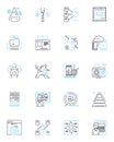 Social web linear icons set. Connect, Share, Nerk, Like, Tweet, Comment, Stream line vector and concept signs. Follow