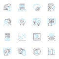 Social web linear icons set. Connect, Share, Nerk, Like, Tweet, Comment, Stream line vector and concept signs. Follow