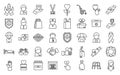Social worker icons set outline vector. Care senior Royalty Free Stock Photo