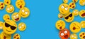 Fun smiley face icons copy space background