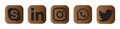 Set of popular social media brown color icons illustration on white background