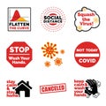 Beat The Virus Covid-19 Quarantine Vector Sticker Pack