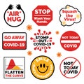 Beat The Virus Covid-19 Quarantine Vector Sticker Pack Royalty Free Stock Photo