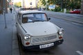 GDR-made Trabant car parked by sidewalk, Brno, Czechia